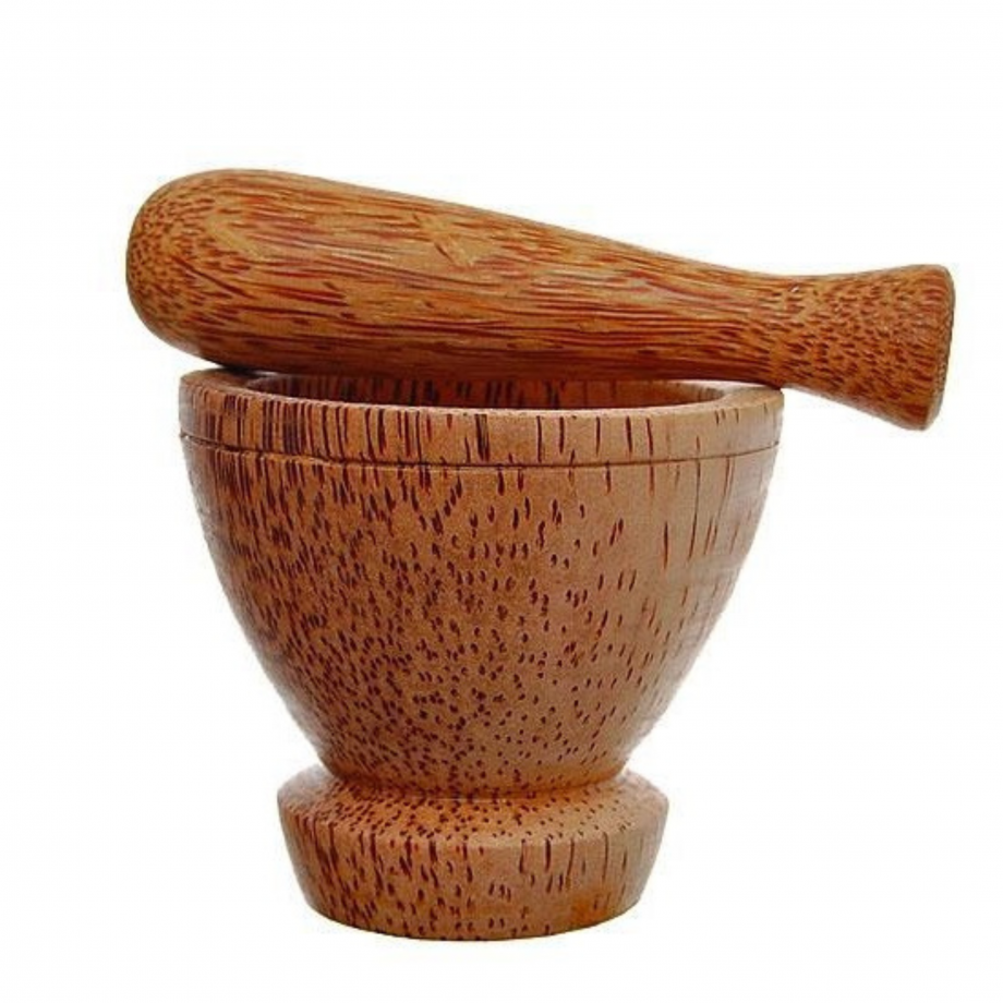 COCONUT WOOD MORTAR AND PESTLE