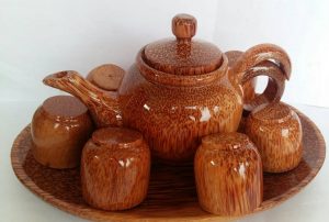 coconut wood teapot